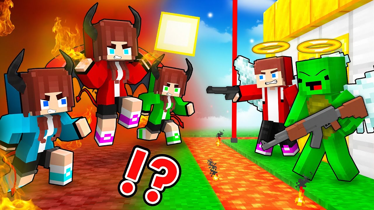 JJ&rsquo;s Devil Girls vs Angel Security House - Maizen Minecraft Animation