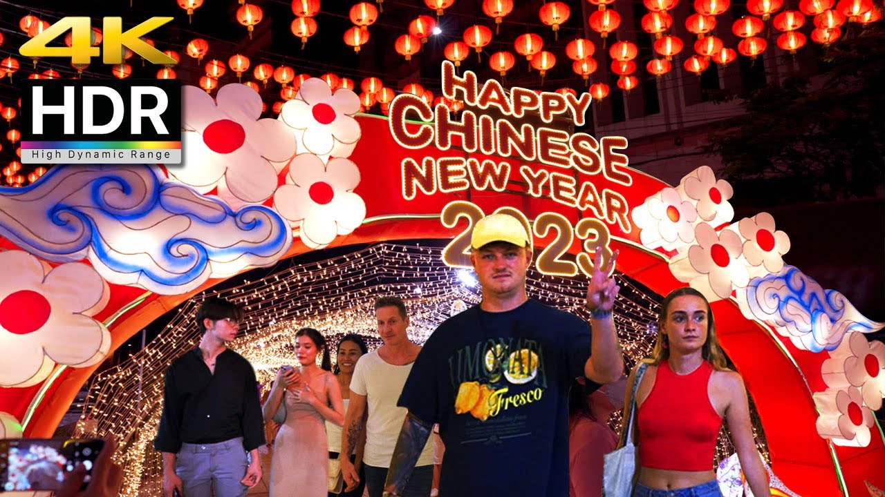 [ 4K HDR 🇹🇭 ] Chinese New Year illuminations in Bangkok's Chinatown 2023
