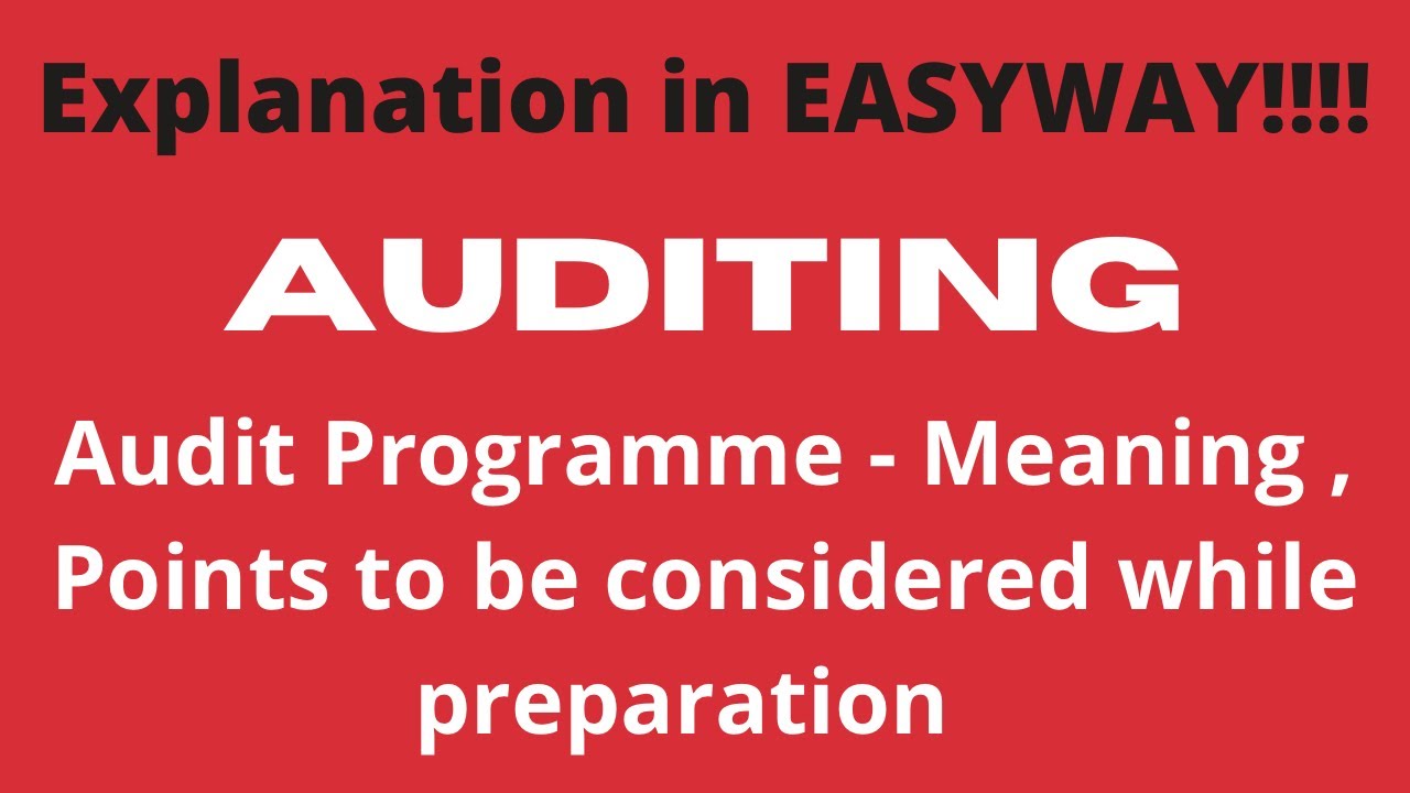 Audit Programme - Meaning and points to be considered while preparation