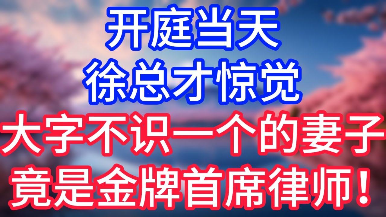 【情感故事】開庭當天，徐總才驚覺，大字不識一個的妻子，竟是金牌首席律師！#故事 #人生哲理
