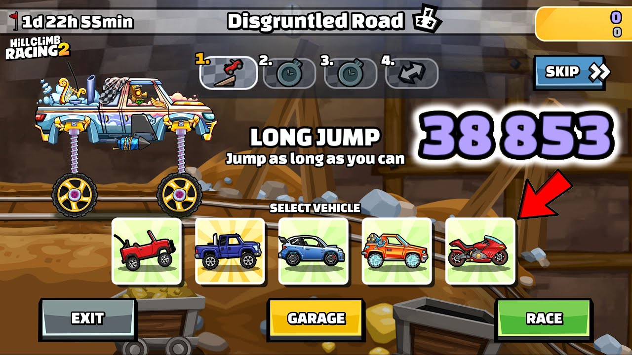 Hill Climb Racing 2 - 38853 points in DISGRUNTLED ROAD Team Event