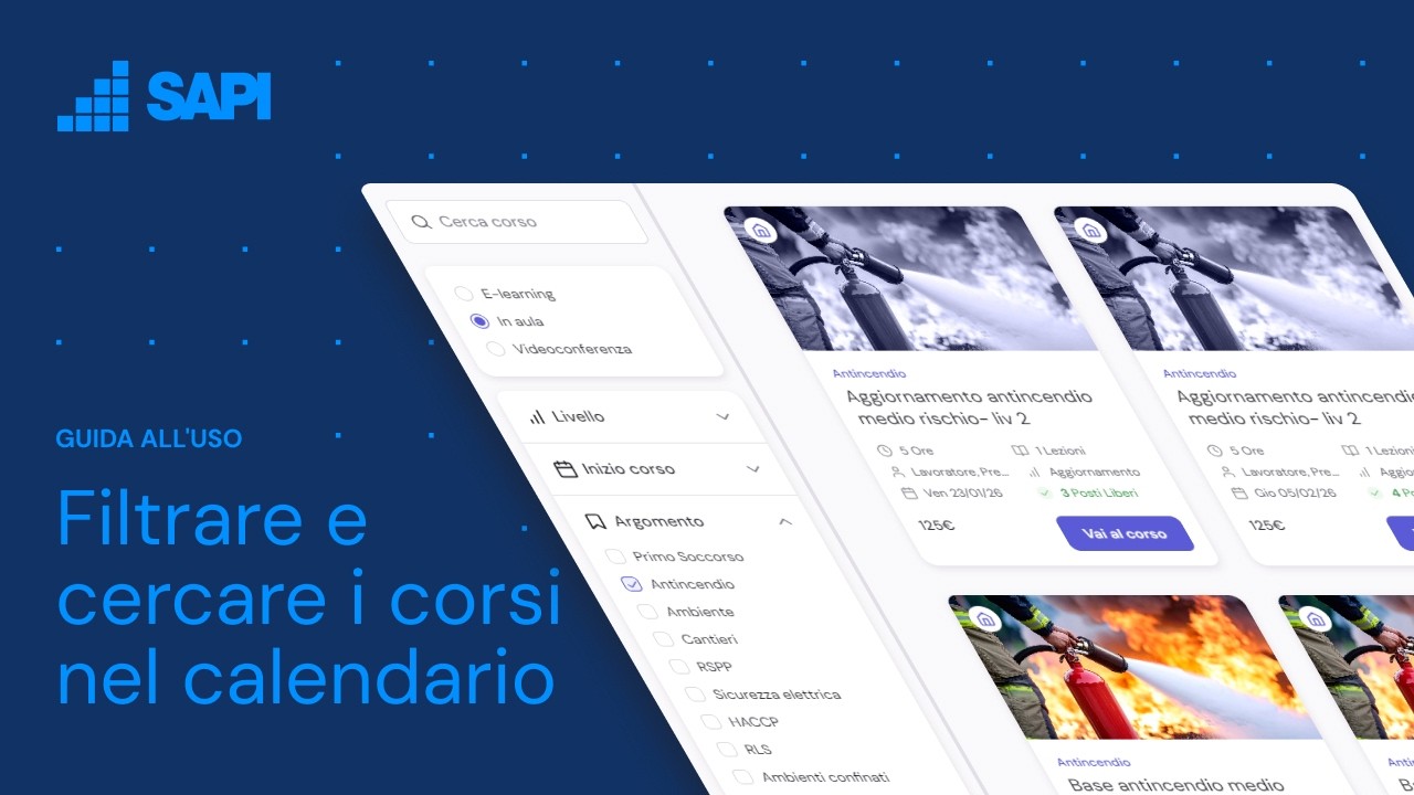Filtrare e cercare i corsi nel calendario