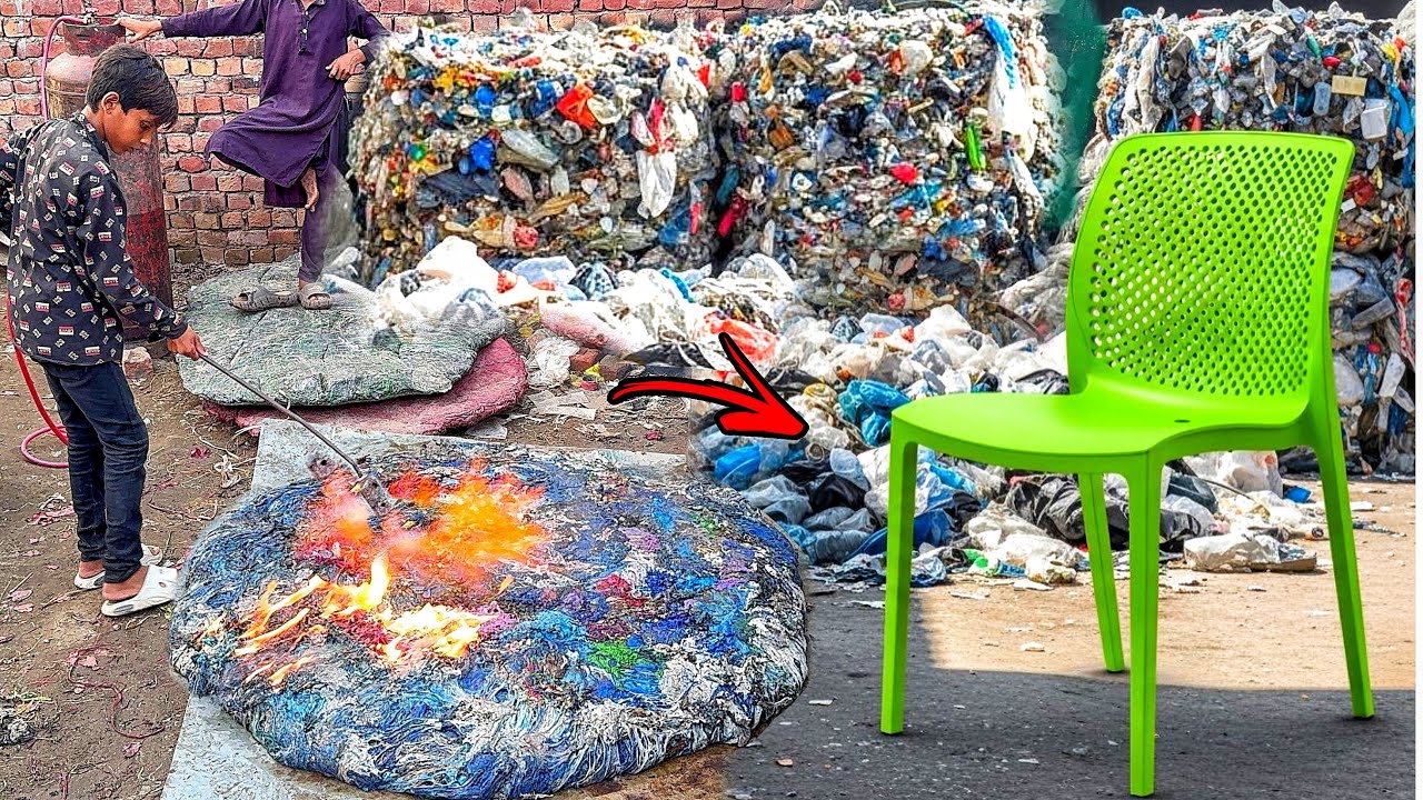 Plastic Chairs are Making from Waste polythene Plastic bags | Mass Production in Local Factories.