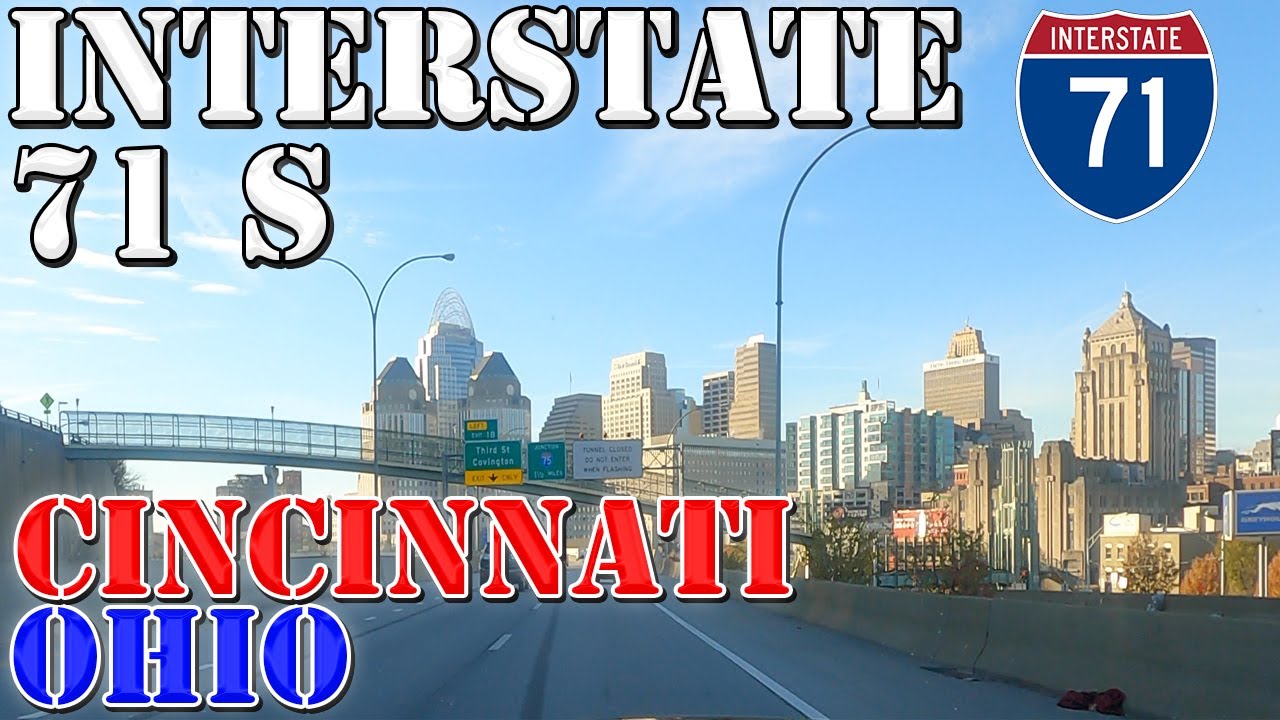 I-71 South - Downtown Cincinnati - Ohio - 4K Highway Drive