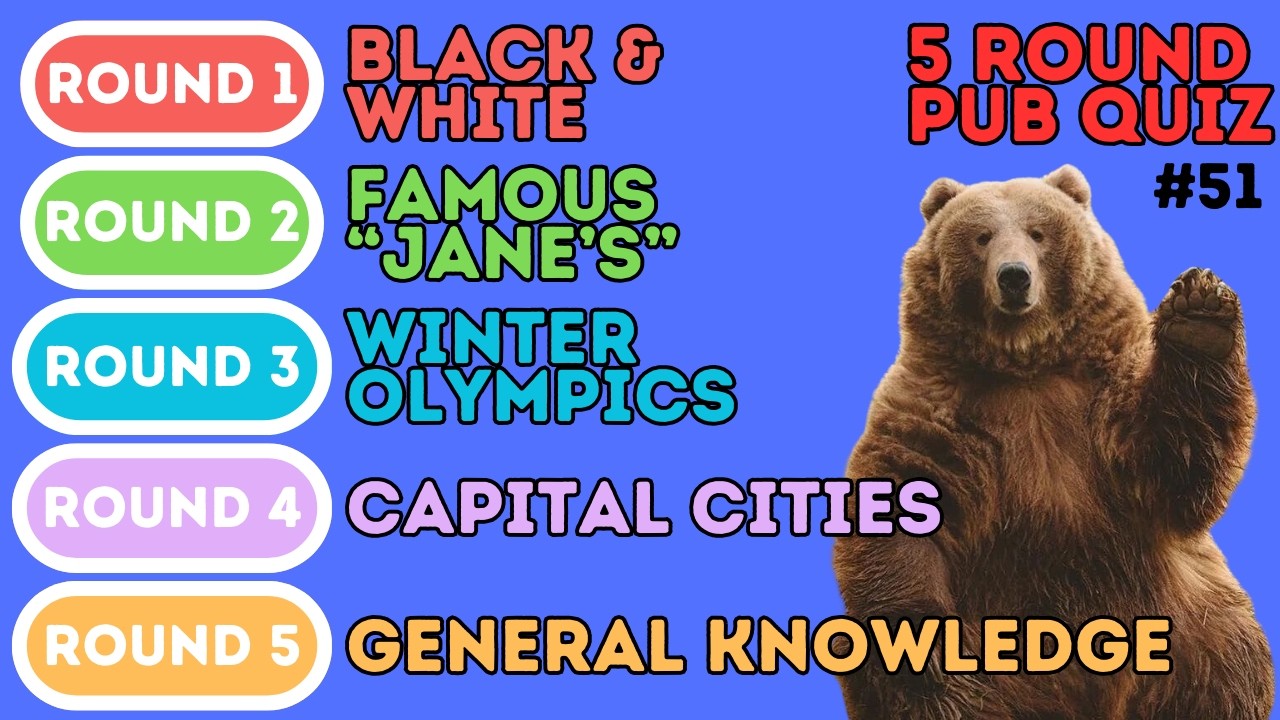 The 5 Round Pub Quiz | Black & White, Famous 