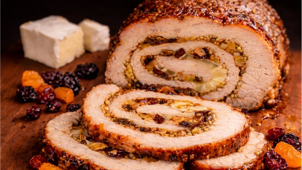 Delicious Hot or Cold! Pork Roulade with Brie & Dried Fruits