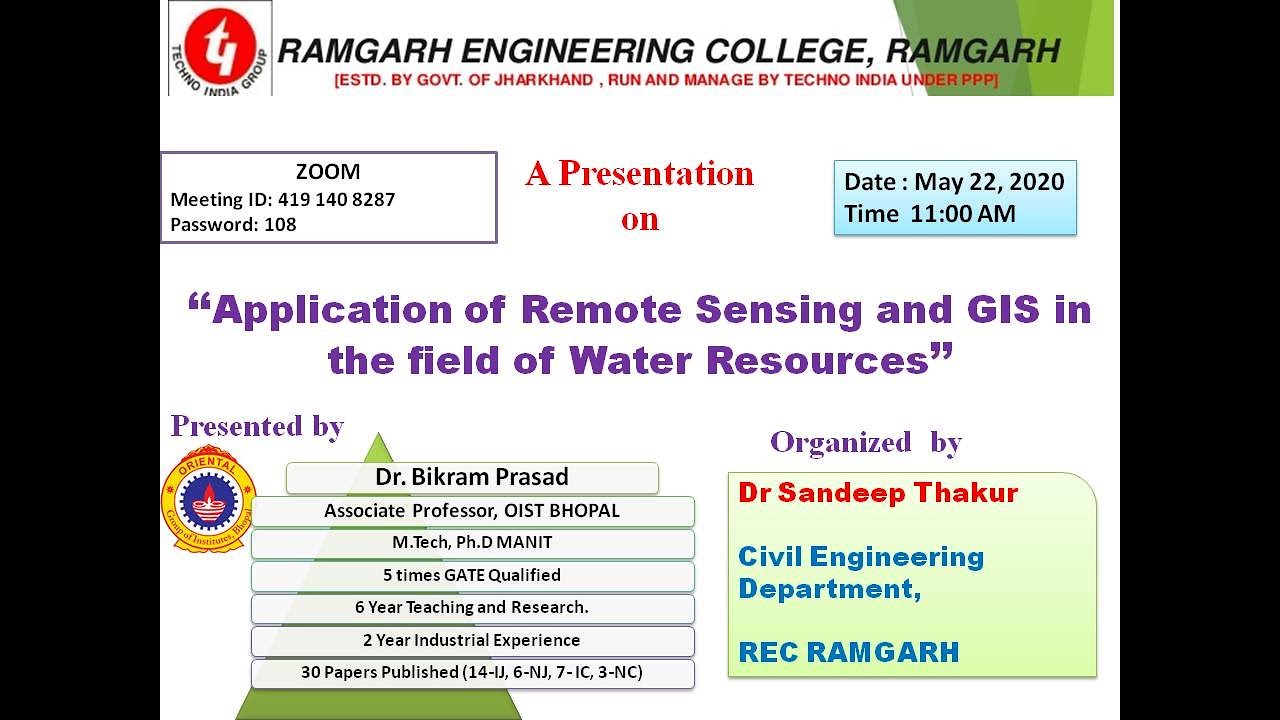 APPLICATION OF REMOTE SENSING AND GIS IN THE FIELD OF WATER RESOURCES