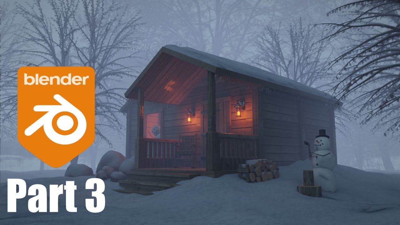Modeling a Snowy Cabin in Blender Part 3