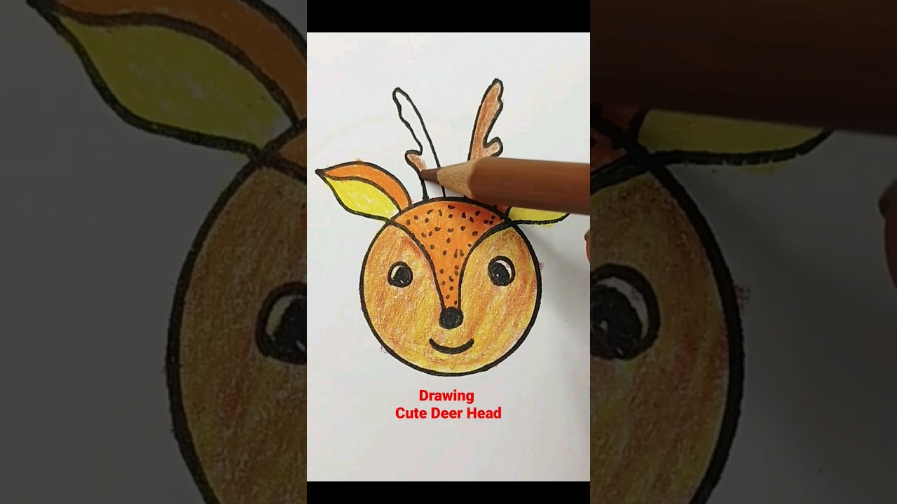 Drawing a Cute Deer Head 🦌#drawing  #drawingpainting  #deer  #cutedeer