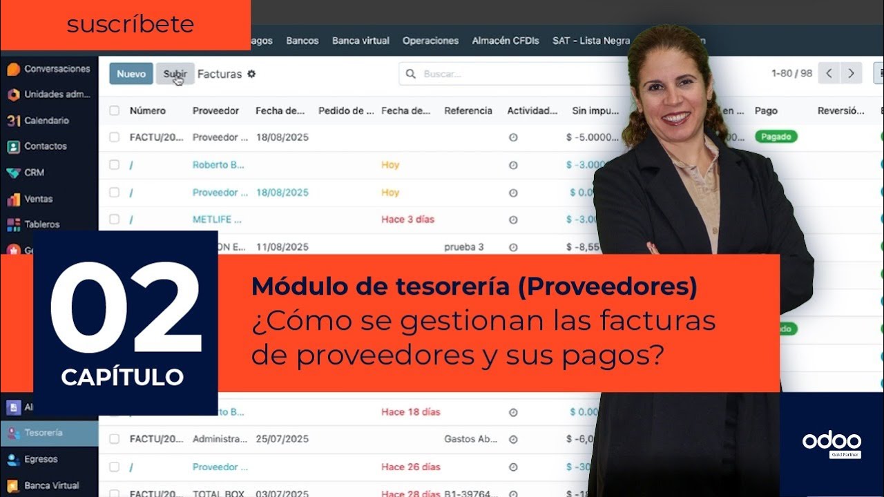 Gestión de facturas y pagos a proveedores con Odoo | Tesorería paso a paso