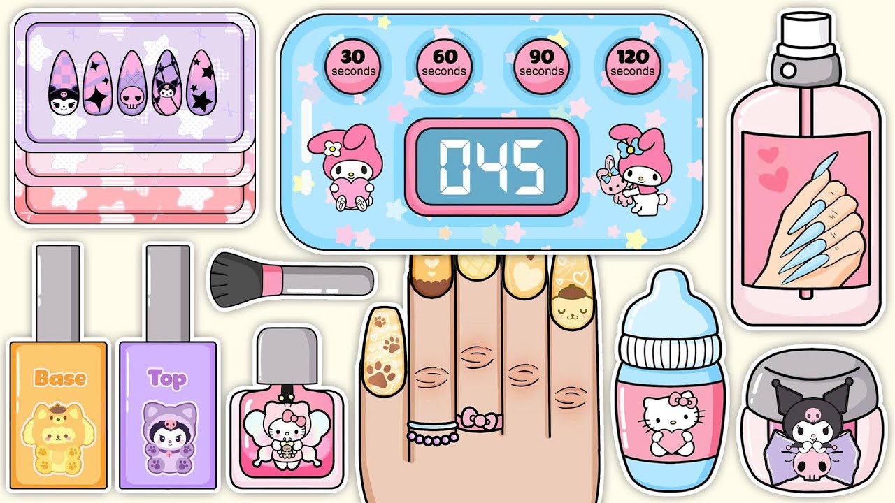 ( 💅 Бумажные самоделки 💅 ) Игровая книга «Маникюрный салон SANRIO» 