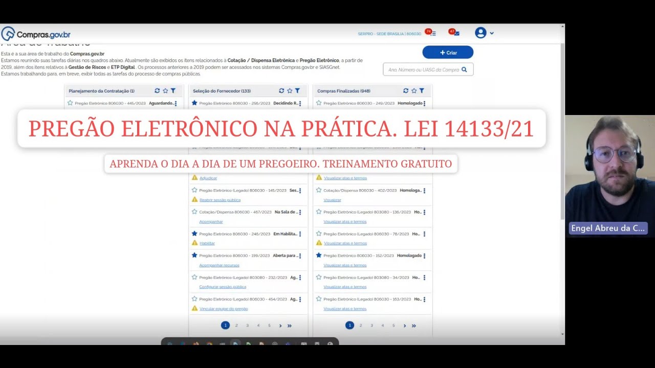 Pregão Eletrônico na Prática - Lei 14.133/21. Venha aprender as mudanças Gratuitamente.