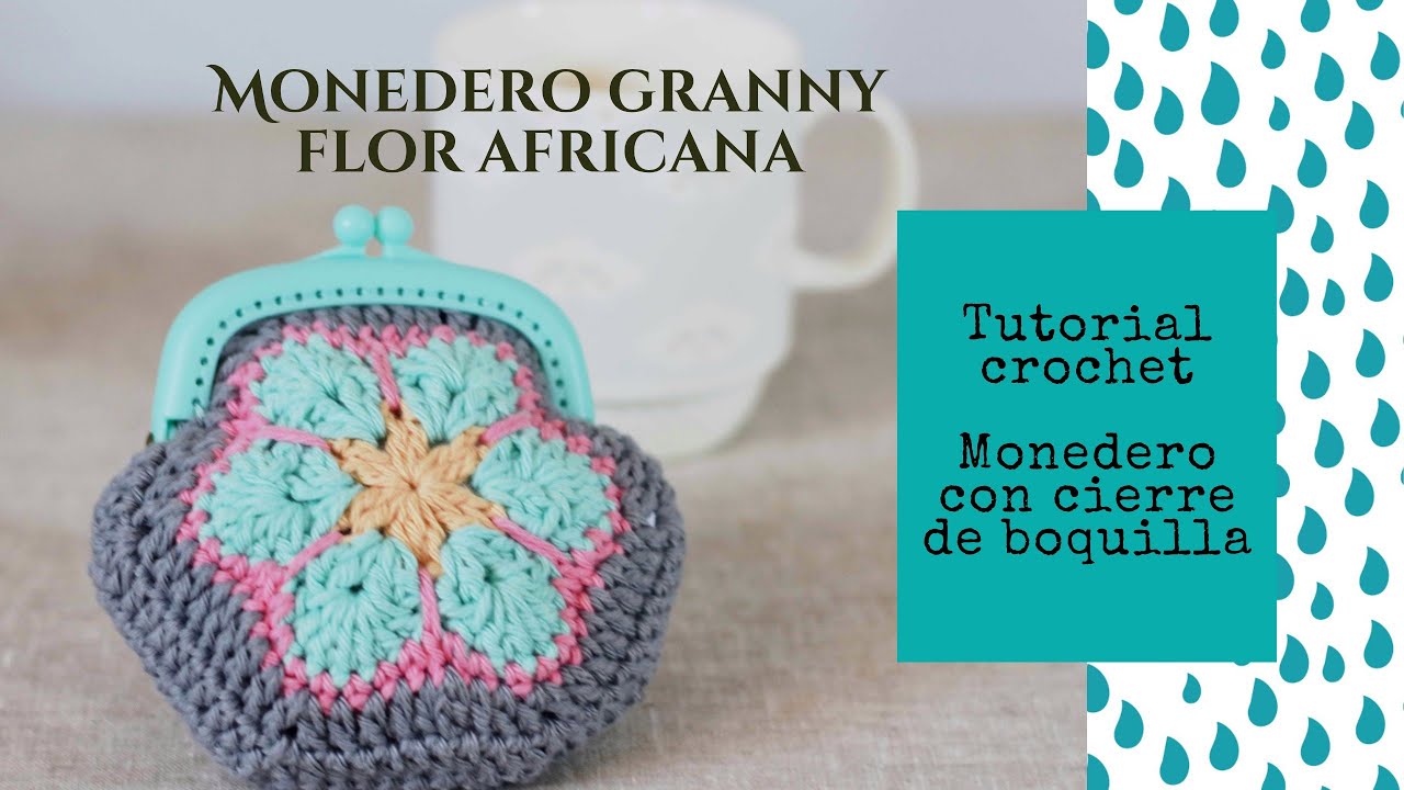Monedero de Granny Square con Flor Africana | Fácil, rápido y perfecto para restos de hilo