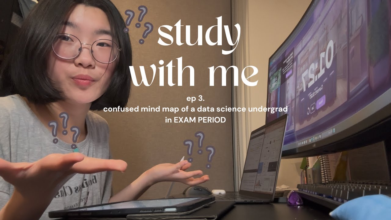study with me - trying mind-maps as a confused undergrad + progress bar! (1 hour 20 min)