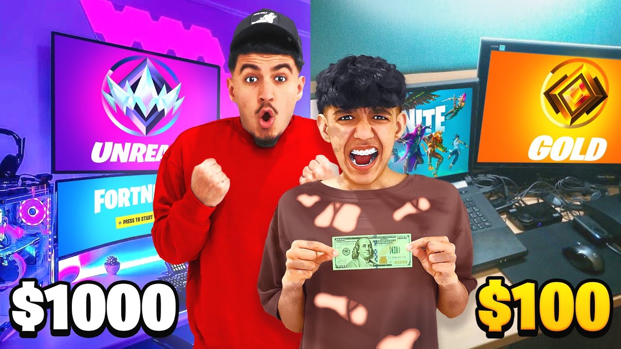 We Built Budget RANKED Fortnite Gaming Setups!  (1,000 vs $100)