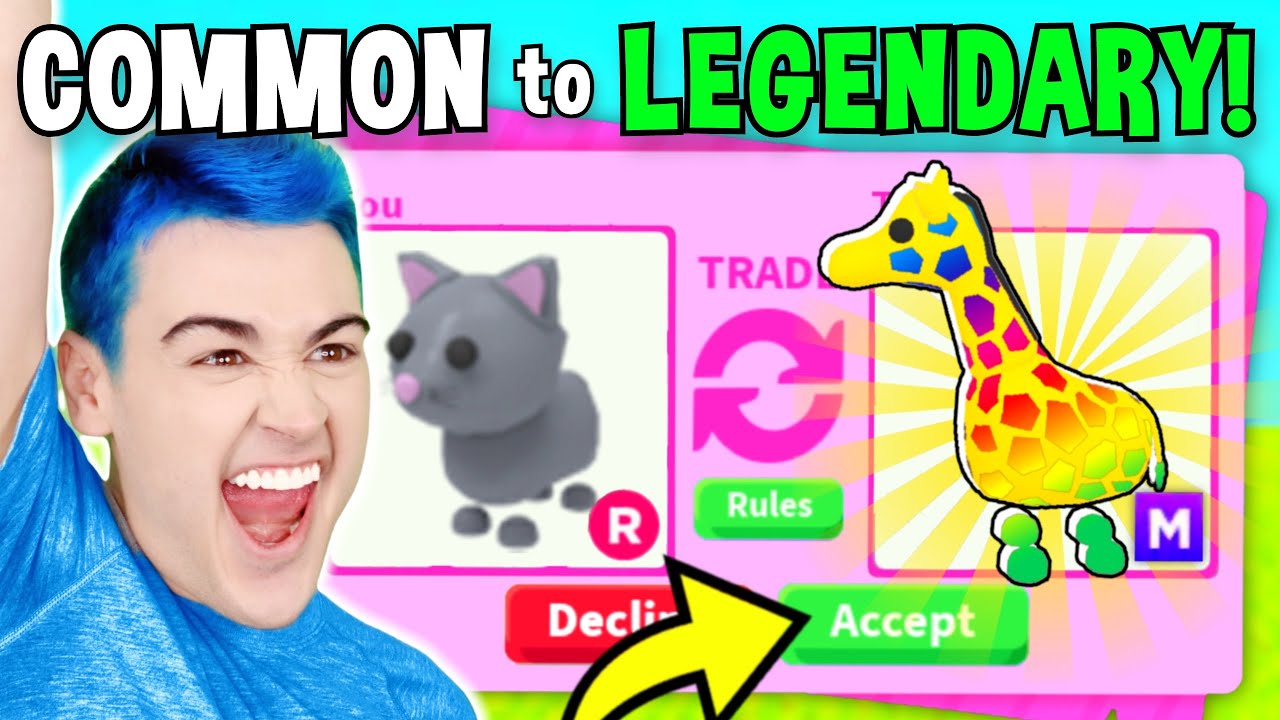 How To TRADE From COMMON To *LEGENDARY* In 10 MINUTES!! Adopt Me TRADING CHALLENGE For MEGA GIRAFFE!