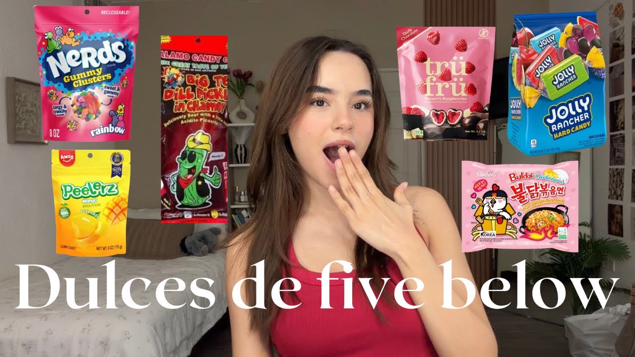 Probando dulces de five below 