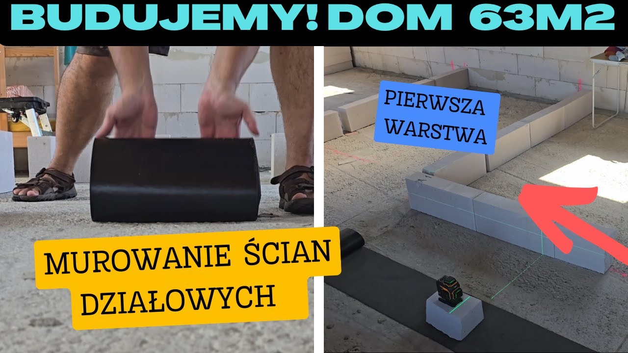Budujemy! Dom na start 63 m2. Cz.32 Murowanie Pierwszej Warstwy Ścian Działowych  Na działce! Vlog