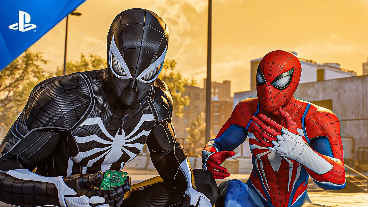 SPIDER MAN UPGRADED SUIT BLACK AND BLUE LIZARD CHASING FIGHT 4K HDR