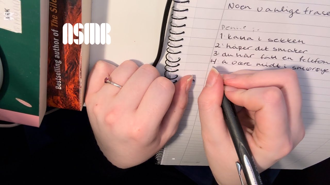 ASMR writing common phrases in Norwegian