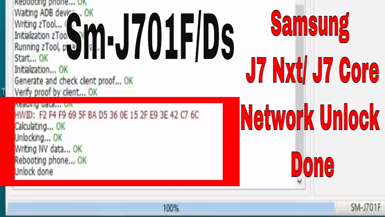 Samsung J7 Nxt/J7 Core (Sm-J701F/DS) Network Unlock Done