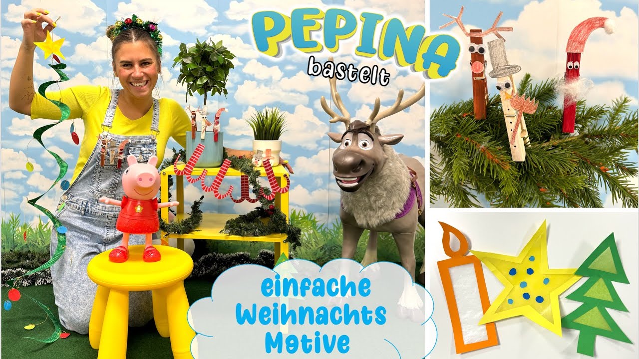 🎄 WEIHNACHTSBASTELN mit Sven & Peppa Wutz ✨ 5 einfache Weihnachts-Bastelideen für Kinder ✂️