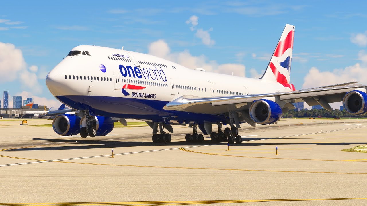 Beautiful View When Landing BOEING 747 at MIAMI Airport MFS2020