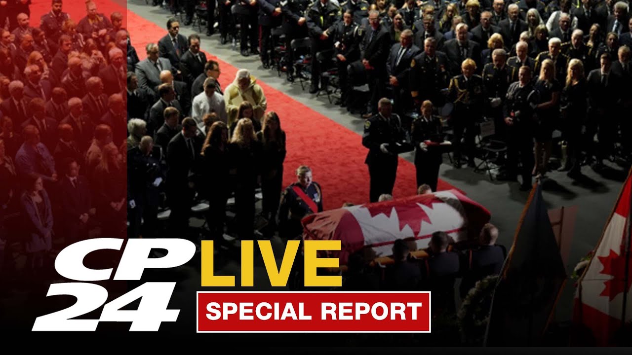 Two officers killed in Innisfil shooting remembered as heroes at joint funeral