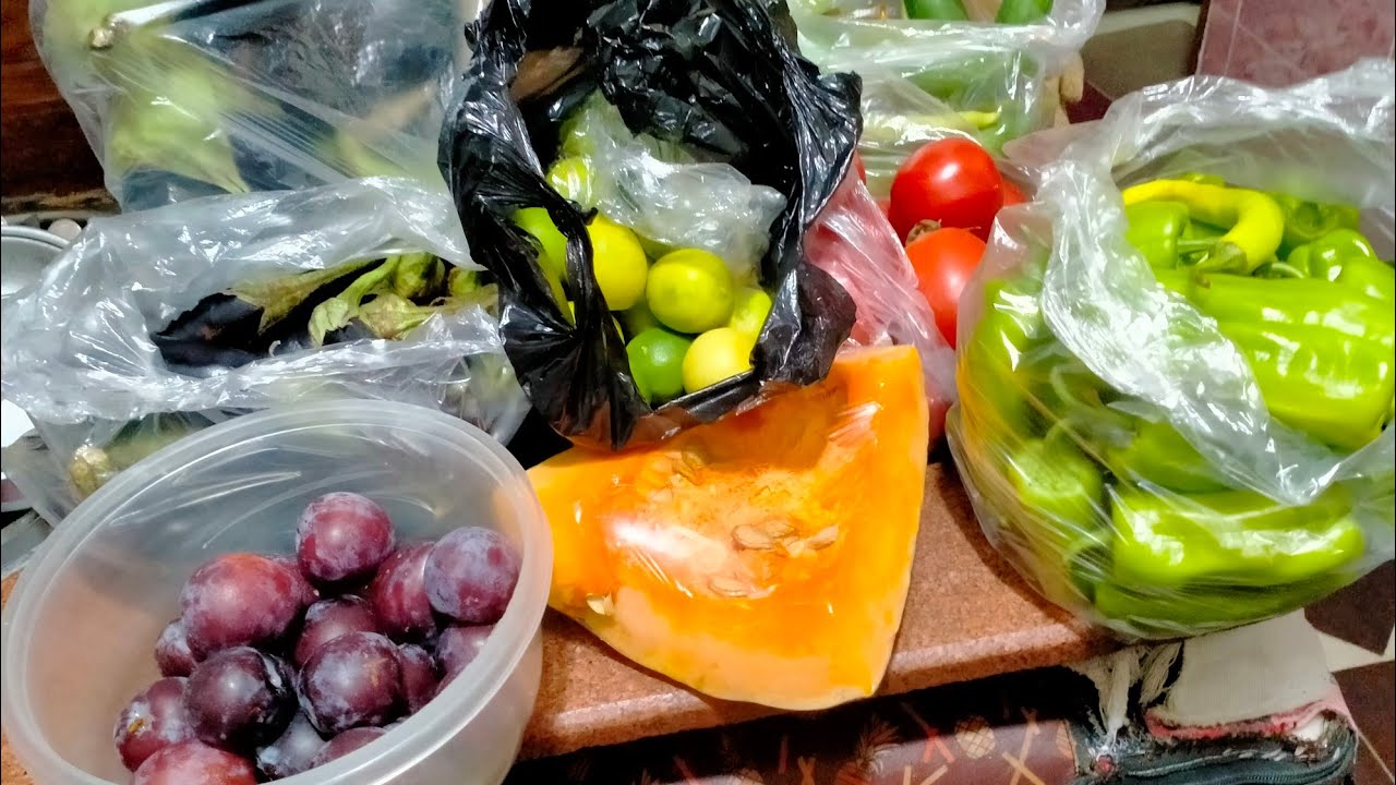 خضار ومشتريات من السوق مع احلى اضاءة للمطبخ