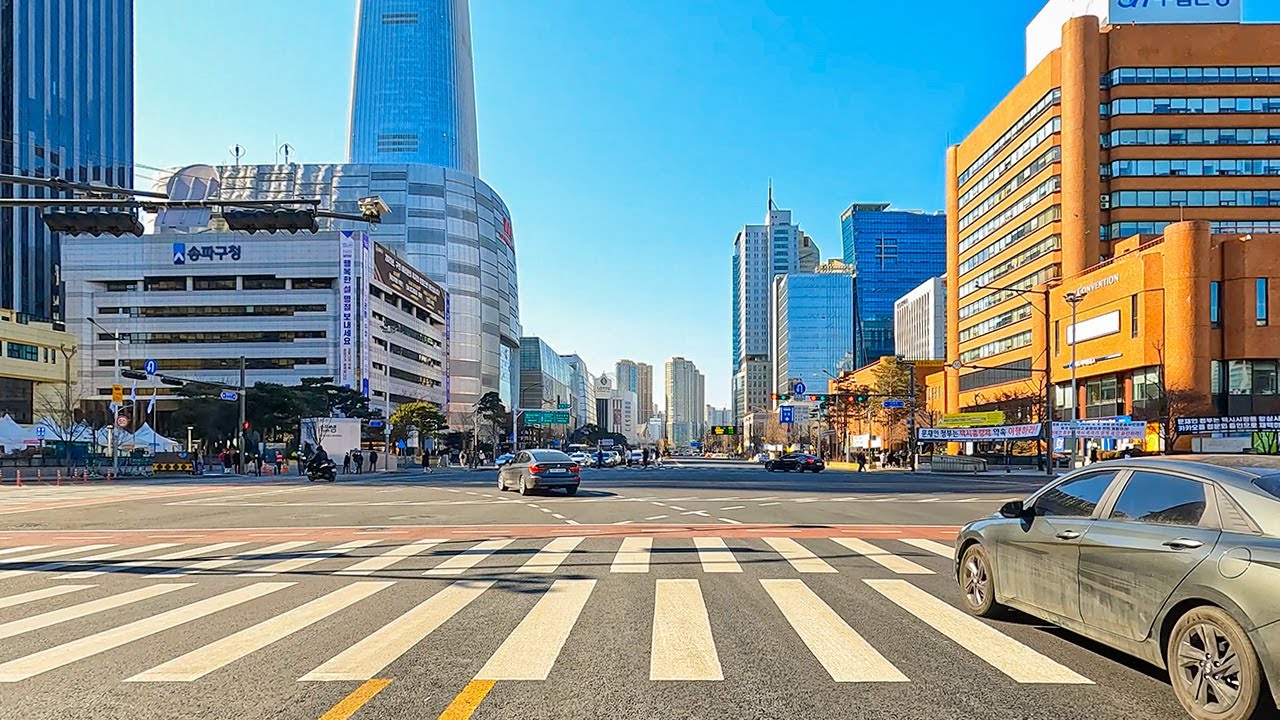 [4K] Driving Downtown Seoul 🚙 Apartments for Celebrities, JYP, Lotte World Tower POV