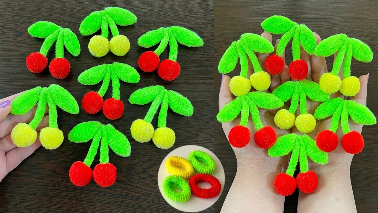 Брелок вишневый из резинки для волос / EasySteps / Diy🍒
