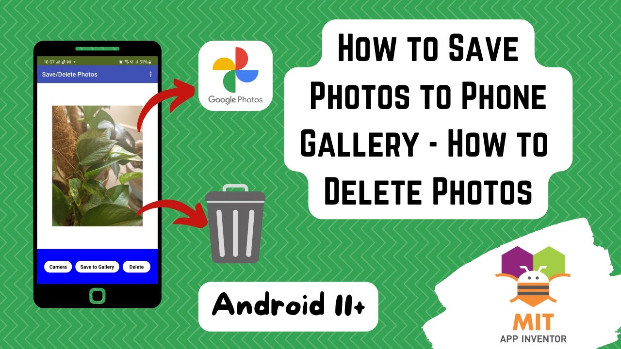 How to Save Camera Images to Phone Gallery in MIT App Inventor  (No Ext) | Delete Camera Images