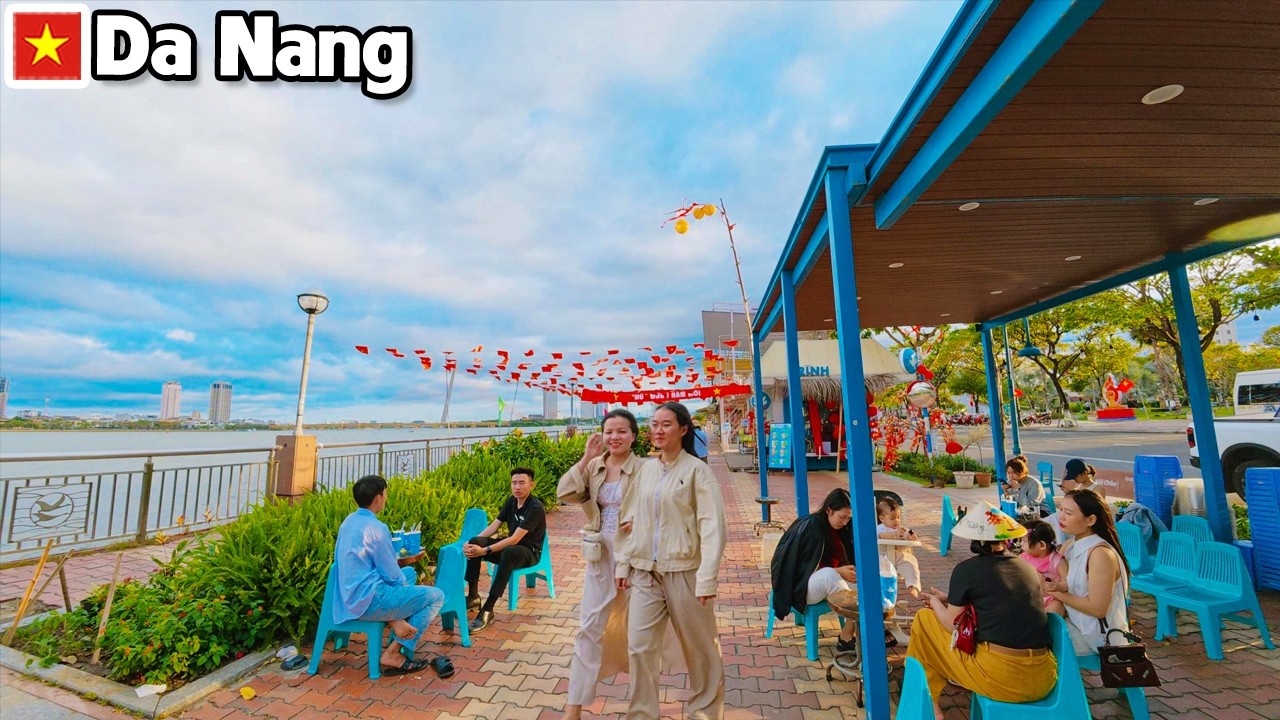 DA NANG VIETNAM Most Beautiful Riverside Flower Street by Han River - Perfect for Relaxing Walk