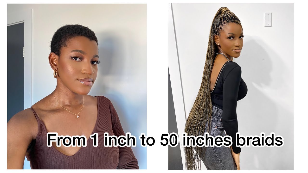 Box Braiding My 1 inch 4c TWA After 4 Years Of Having A Low Cut | 50 inches braids