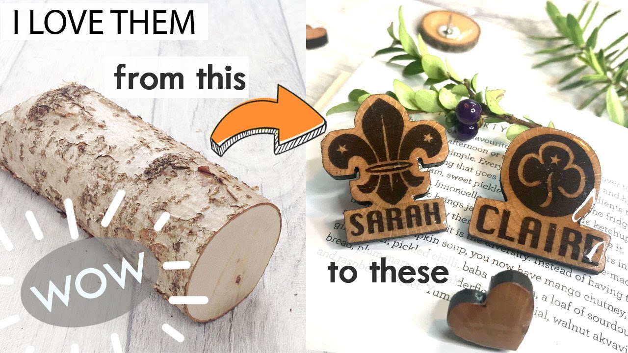 DIY Pins - How I make handmade wood pin badges - Laser Engraving