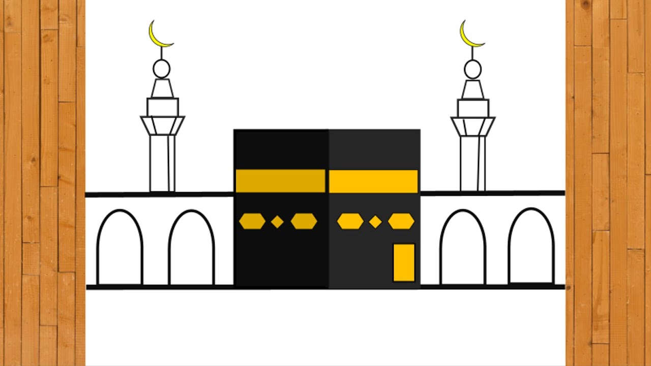 رسم الكعبة المشرفة بطريقة سهلة | How To Draw Kaaba  !!