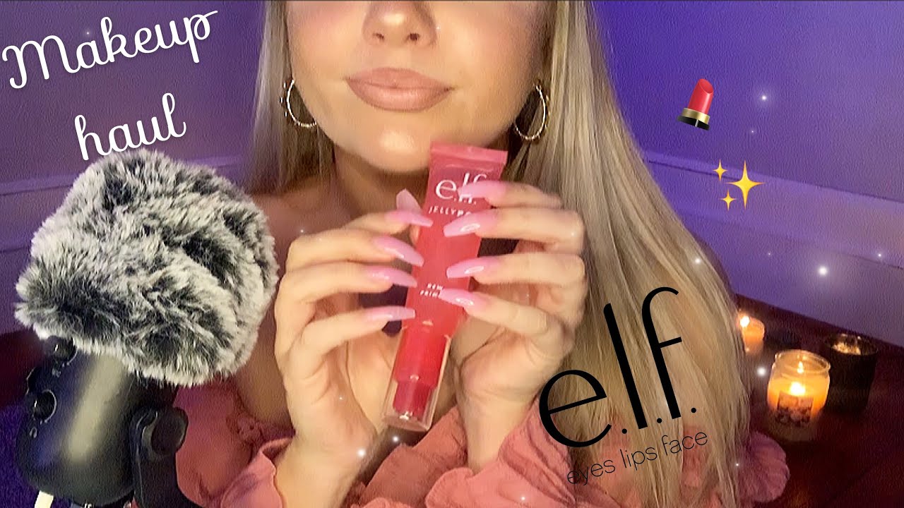 ASMR Makeup Haul 💄(long nail tapping and scratching on elf makeup)🌸💕⭐️