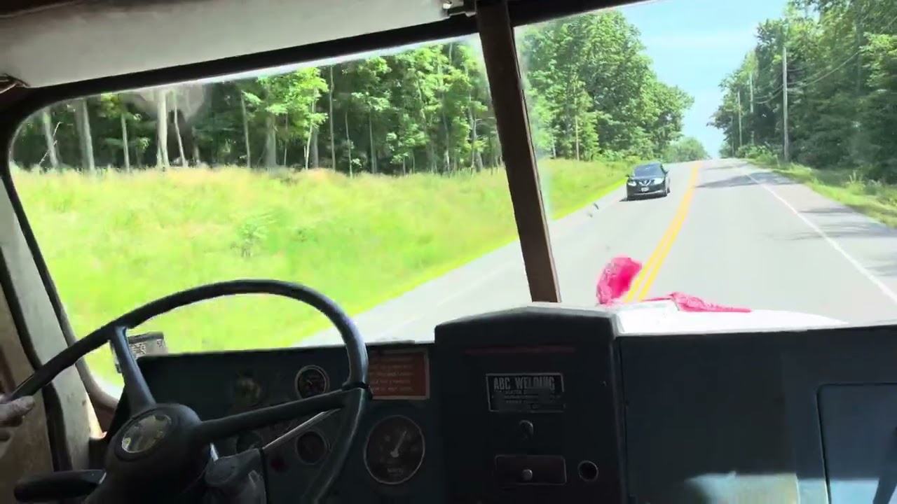 White 9000 dump truck loaded ride from pit to home. 6-71 Detroit screaming