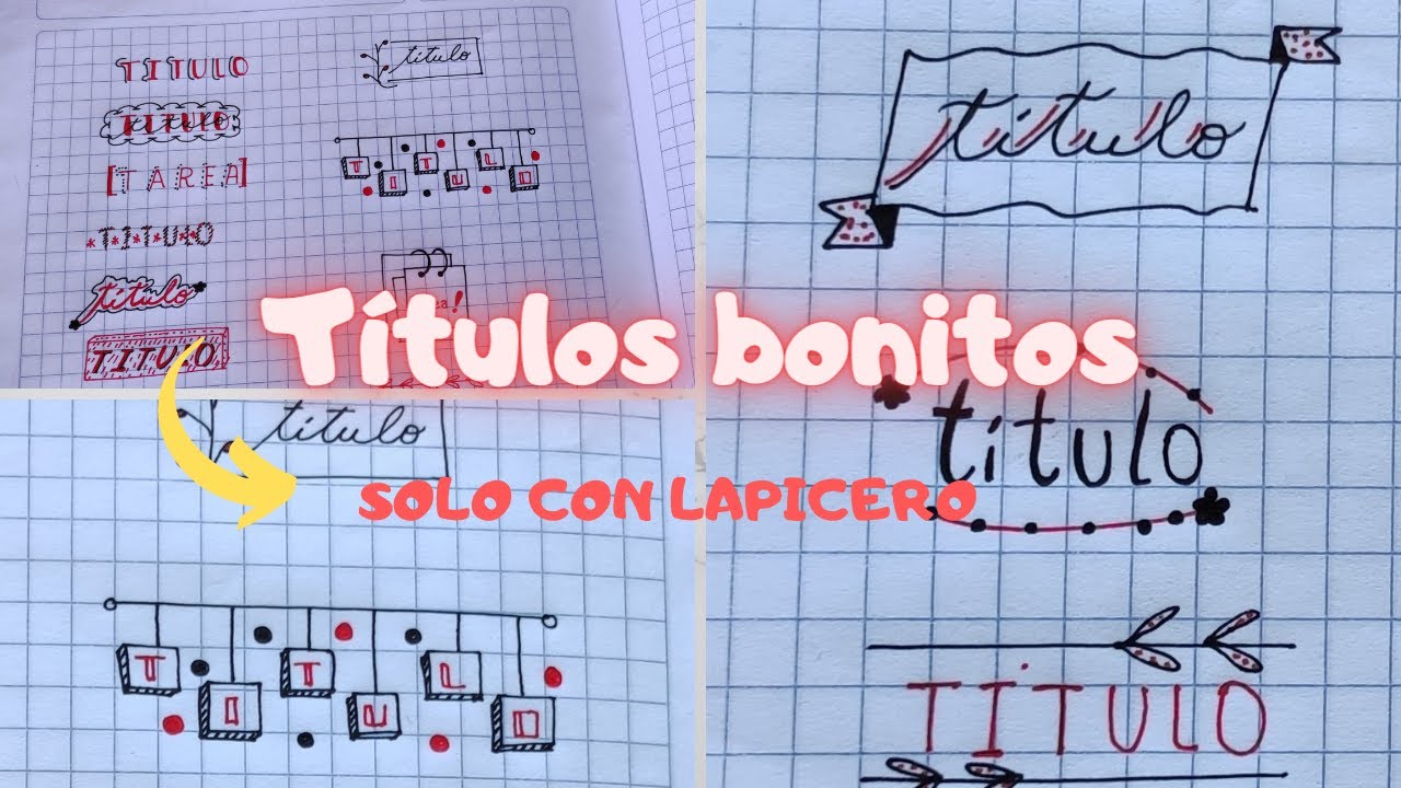COMO HACER TÍTULOS BONITOS SOLO USANDO LAPICEROS FÁCIL Y RÁPIDO | apuntes bonitos sin usar plumones