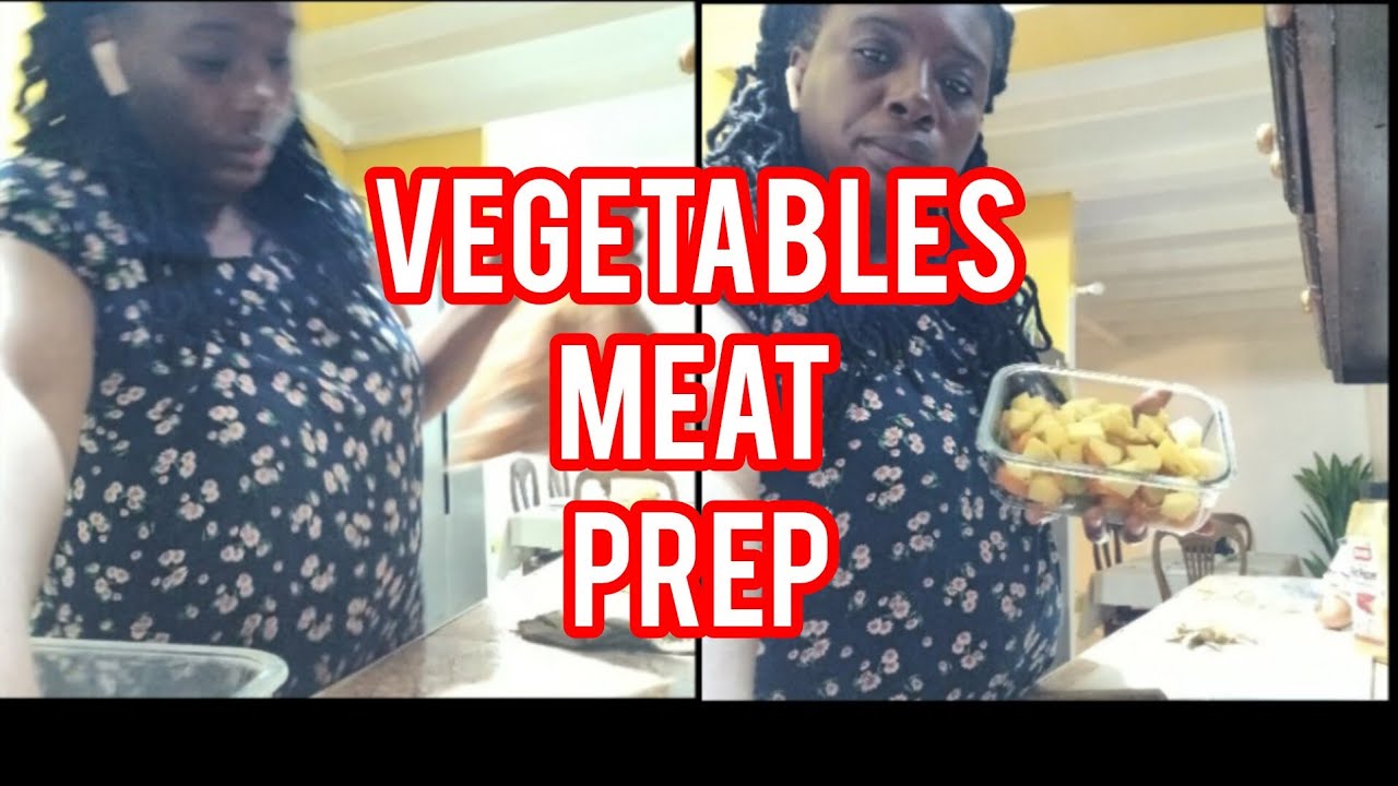 Prepping  vegetables and meat  for dinner#