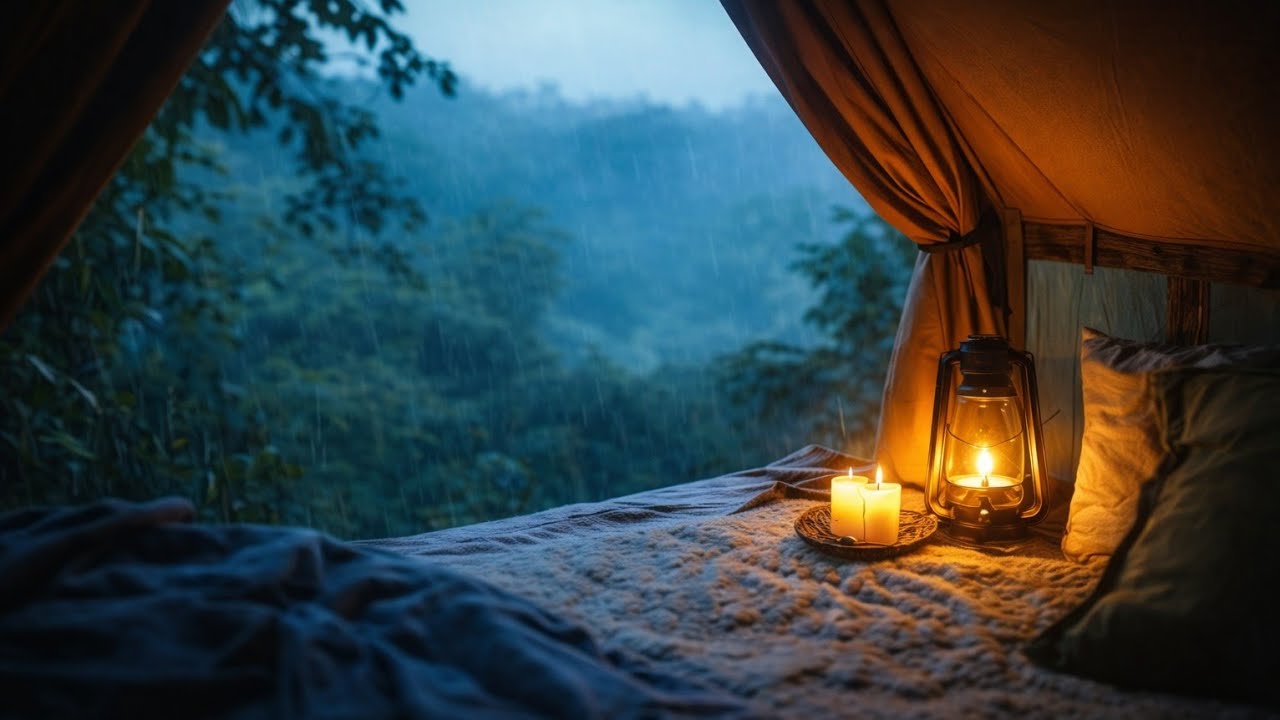 Cozy Rainy Camping Tent in the Forest 🌧️ Relaxing Rain Sounds for Sleep