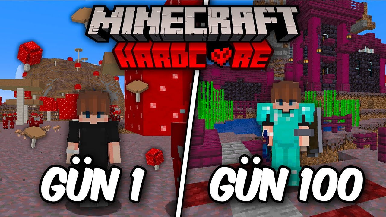 Minecraft Mantar Adalarında 100 G&uuml;n Hayatta Kaldım!