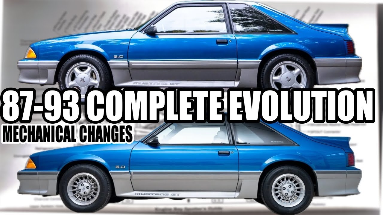 Какие механические и структурные изменения произошли за время выпуска Mustang 1987-1993 годов?