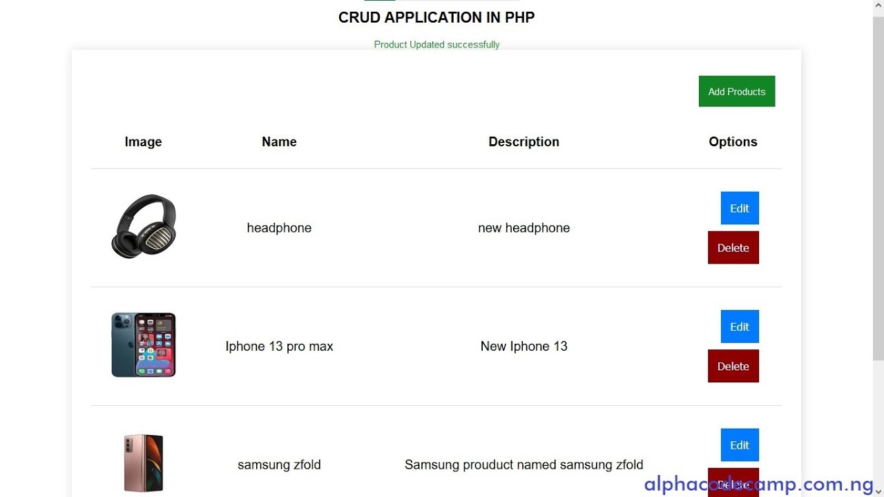 Secure CRUD Application in PHP and MYSQL database