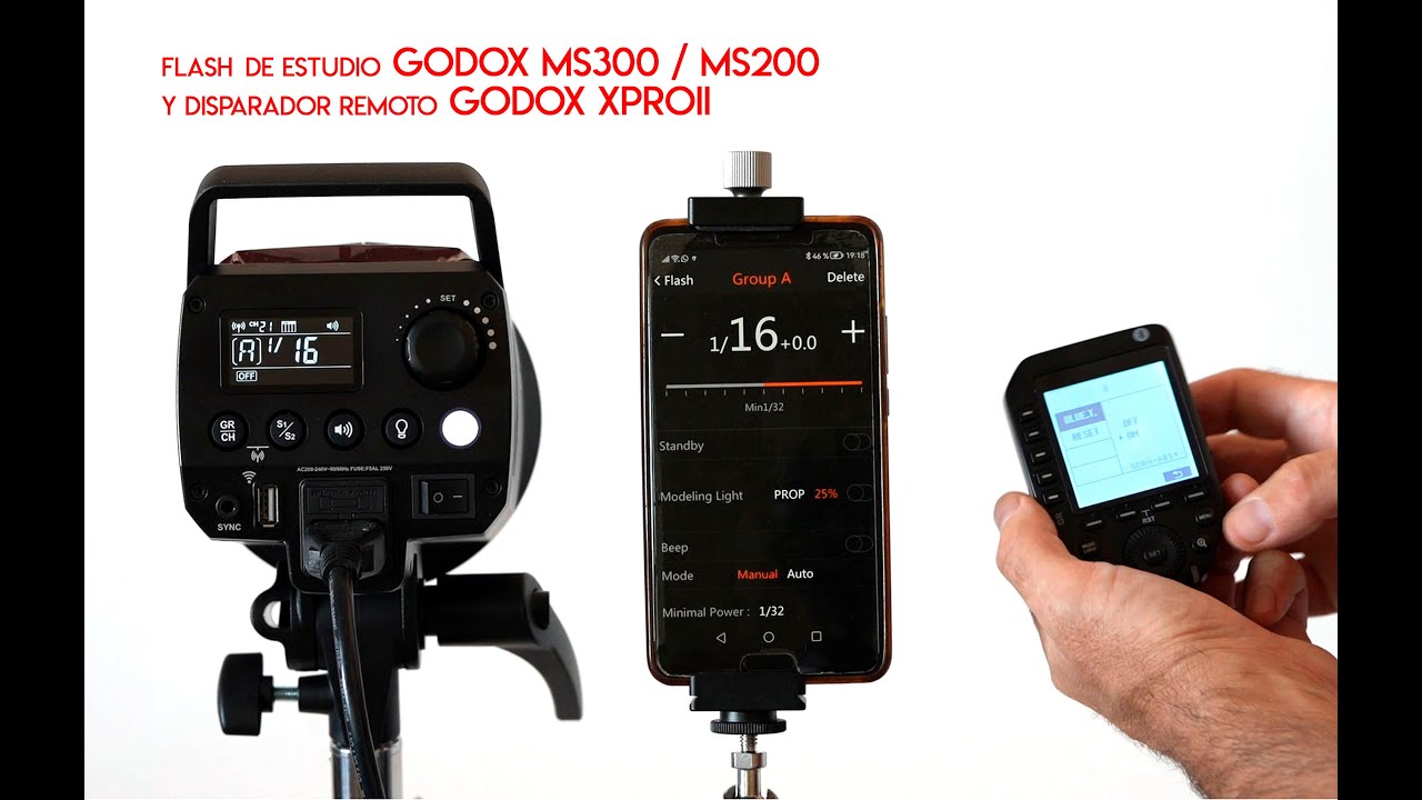 Sincronización flash Godox MS300 y disparador remoto XProii con App movil