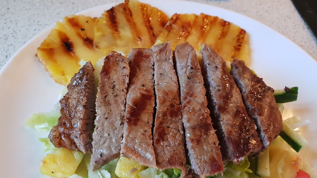 Grilled beef steak with pineapple salad | UK Asian cooking with Noreen| Grilled beef steak recipe