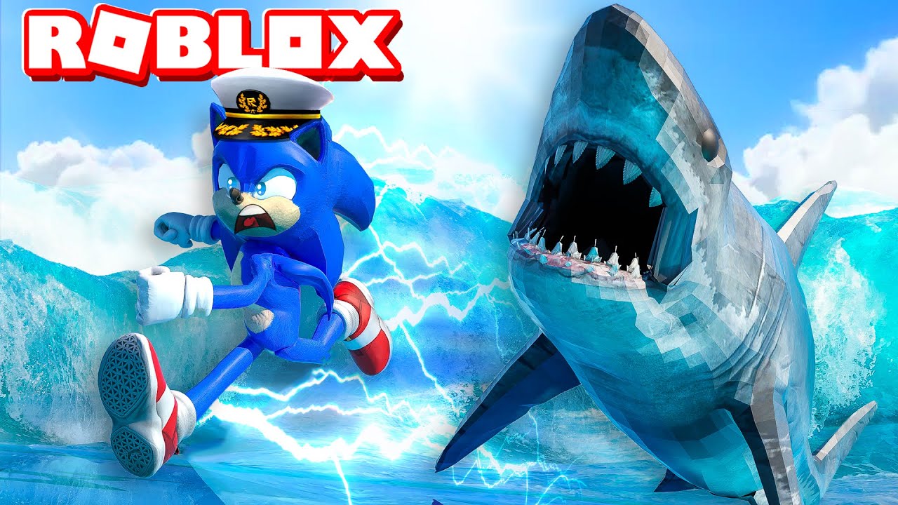Becoming SONIC and ESCAPING GIANT TSUNAMI in ROBLOX