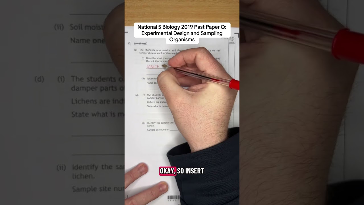 National 5 Biology 2019 Past Paper Q: Experimental Design and Sampling Organisms