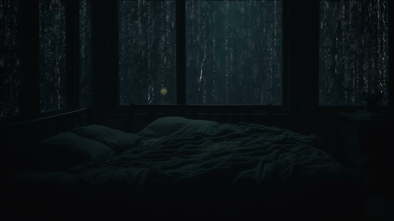 The Gentle Sound of Rain Tapping Against the Window in the Dark Night | Relax and Sleep