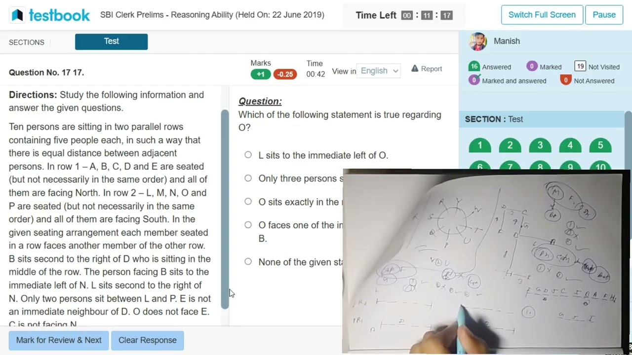 TESTBOOK SBI CLERK reasoning MOCKTEST PREVIOUS YEAR PAPER #mocktest #sbiclerk #sbi #ibps 